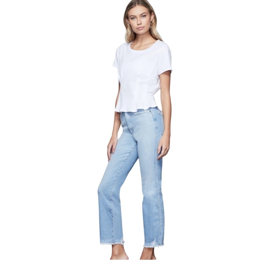 Good American Good Curve Straight Leg Jeans Light Wash Blue Size 00/24